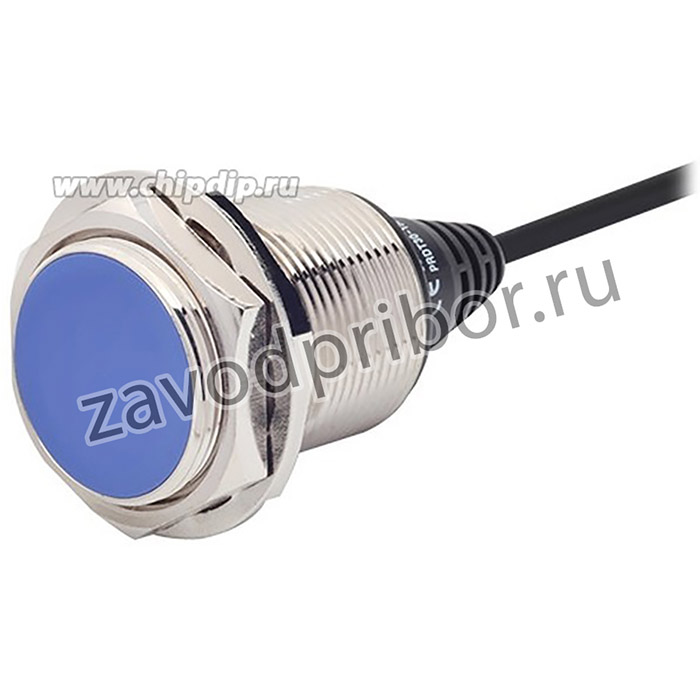 PRD30-15DN Индуктивный трёхпроводный датчик с индикатором и кабелем 2м, с увелич.расстоянием сраб.15 мм, заподлицо, М30х1,5, NPN, Н.О., 12-2