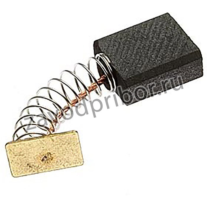 BRUSH 5X11X13 SPRING, Щетка графитовая для электродвигателя, медный провод на пружине, контакт латунь