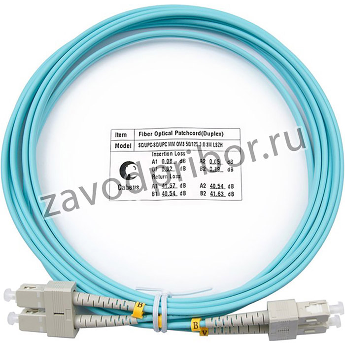 Cabeus FOP-50-SC-SC-3m Шнур оптический duplex SC-SC 50/125 mm OM3 3м LSZH