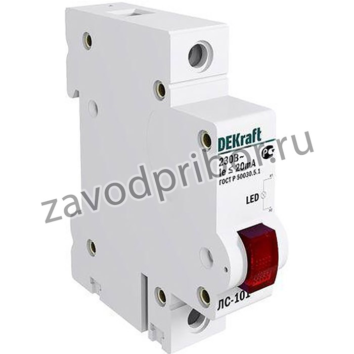 Лампа сигнальная ЛС-101 на DIN-рейку 1p красн. LED DEKraft 18002DEK