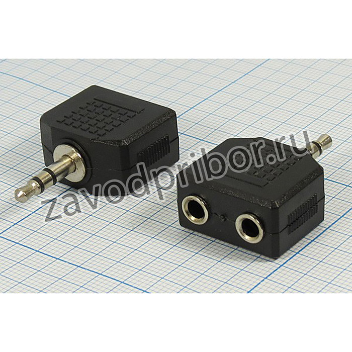 Переходник штекер Audio Jack стерео 3.5мм на два гнезда 3.5мм, № 367 шт 3,5стерео-2гн 3,5стерео\3C[Ni]\ \пласт\\[переход; шт 3,5стерео-2