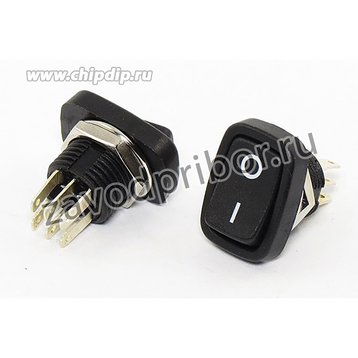 Переключатель клавишный, контакты 6C, 3А, ON-ON, d12, подсветка черная, R13-213BB