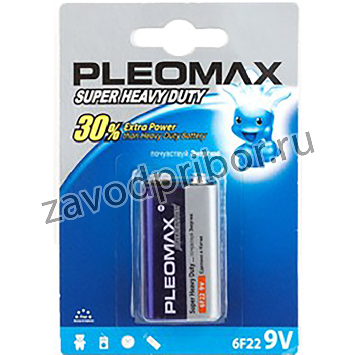 Батарейки Pleomax 6F22-1BL SUPER HEAVY DUTY Zinc