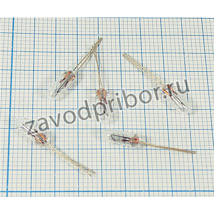 Лампа накаливания 12В, 2 гибких вывода, 0.5Вт, 1лм, 3x8мм; Л 12В\2LW\ 0,5Вт\\ 1лм\ 3x8\ЛН\LE-AT12040\