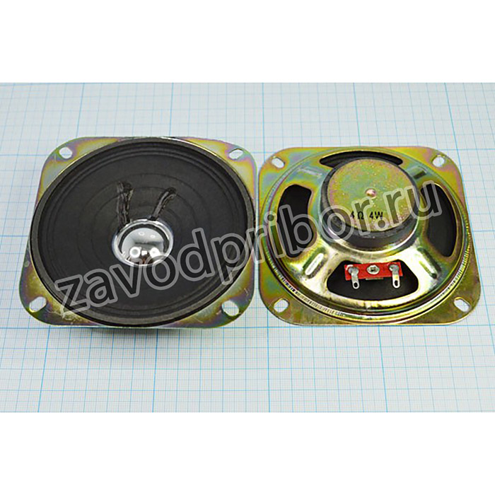 Динамик круглой формы в прямоугольном корпусе размерами 102x102x30мм, 4Ом, 4Вт ; дин 102x102x 32\ 4\ 4,0\мет/бум\2C\YD103-04A\