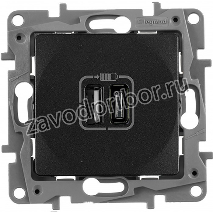 Legrand ETIKA Антрацит Зарядка USB A-C