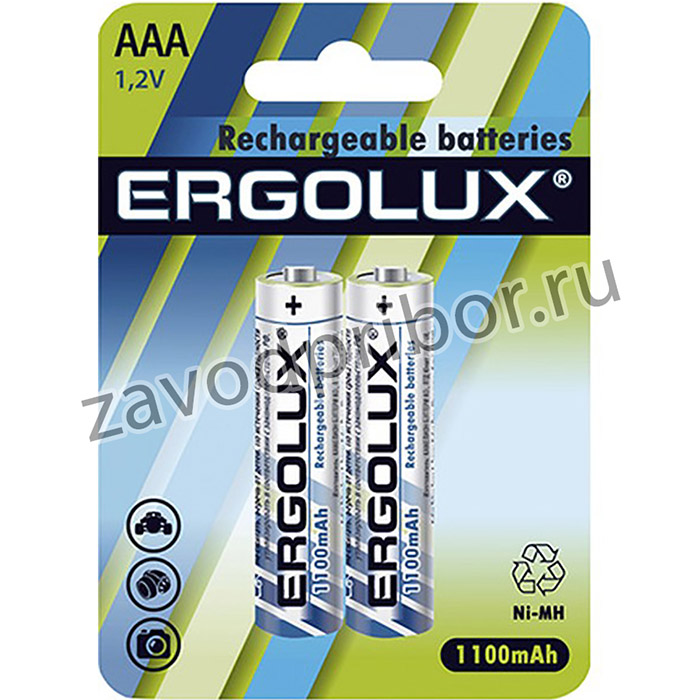 Ergolux AAA-1100mAh Ni-Mh BL-2 (NHAAA1100BL2, аккумулятор,1.2В)