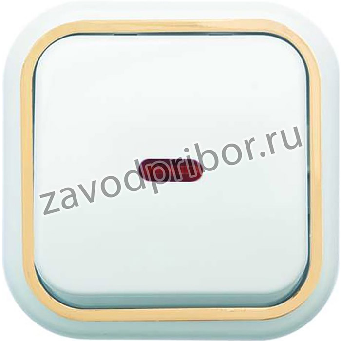 Выключатель 1-кл. ОП Валентина 10А IP20 А16-054 с индикацией бел./зол. Кунцево 7633