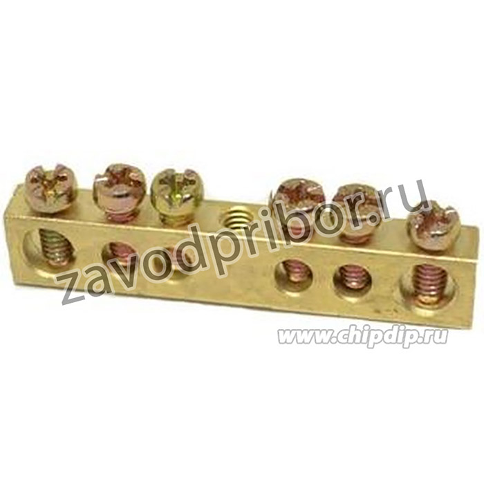 SQ0801-0037, Шина "N" нулевая 6х9мм 6/1 (6 групп/крепеж по центру)