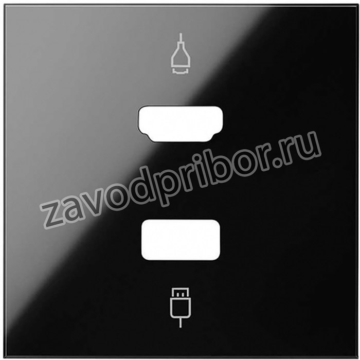 Simon 100 Черный глянец Накладка розетки HDMI + USB
