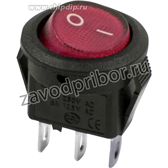 36-2511, Выключатель клавишный круглый 250V 3А (2с) ON-OFF красный Micro (RWB-105, SC-214)