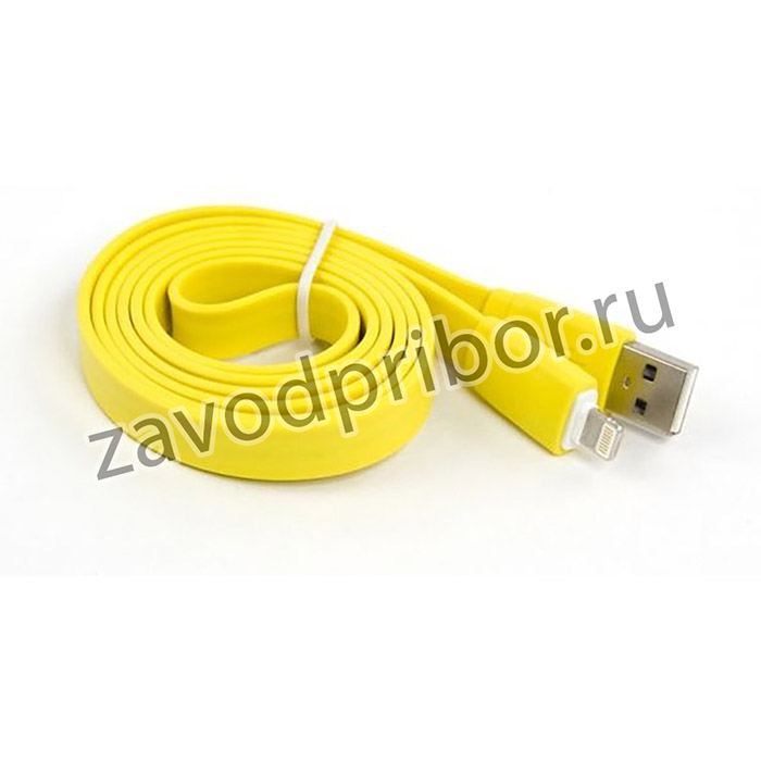 USB кабель LP для Apple iPhone, iPad 8 pin плоский широкий, желтый, европакет
