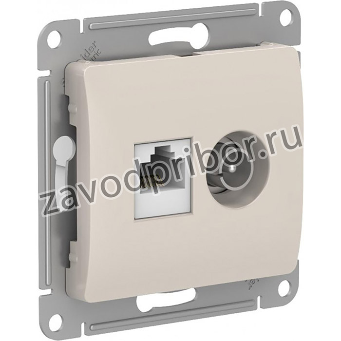 Systeme Electric Glossa Молочный Розетка двойная TV + компьютерная RJ45, кат. 5Е