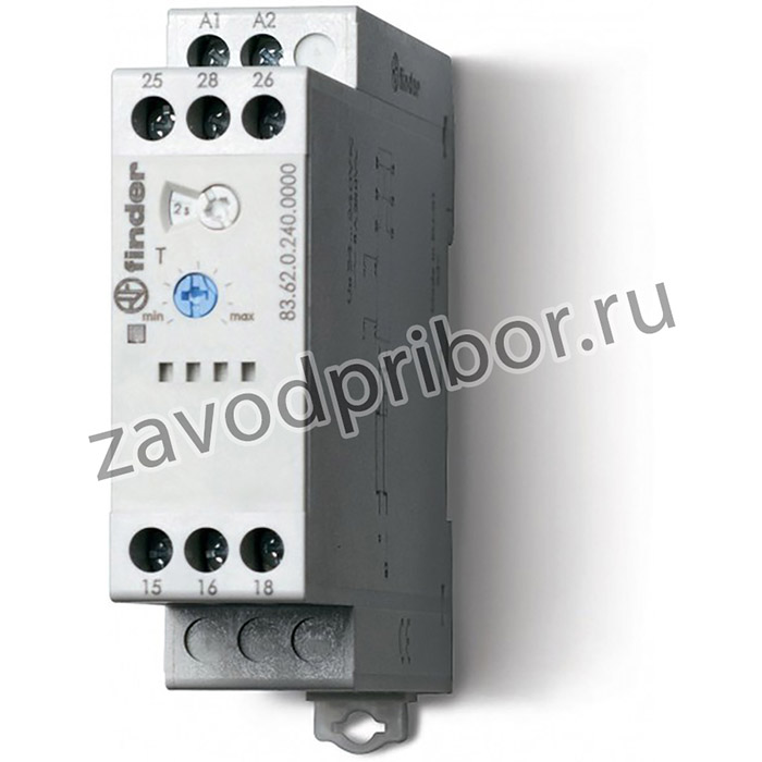 Модульный таймер 1-функциональный (BI); питание 24…240В АС/DC; 2CO 8A; ширина 22.5мм; регулировка времени 0.05с…180c; степень защиты IP20