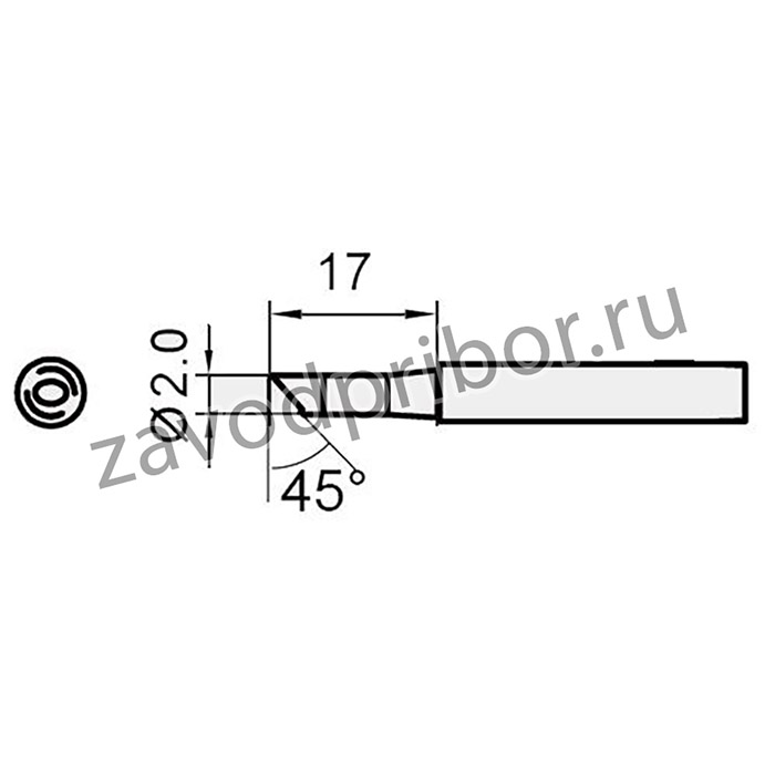 5SI-216N-2C — жало сменное (скос 45 градусов диаметр 2 мм)