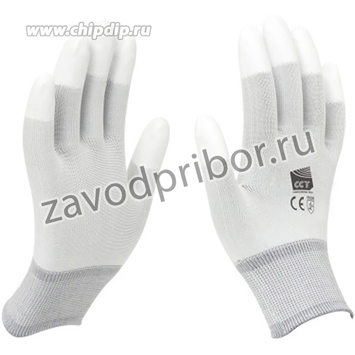 Перчатки антистатические с резиновым покрытием пальцев, размер S