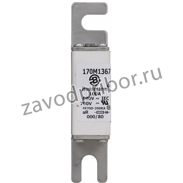 170M1367, Предохранитель быстродействующий с характеристикой AR, 100А, 690VAC, 000/80