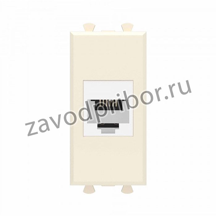 DKC Телефонная розетка RJ-12 без шторки модульная, "Avanti", "Ванильная дымка", 1 модуль
