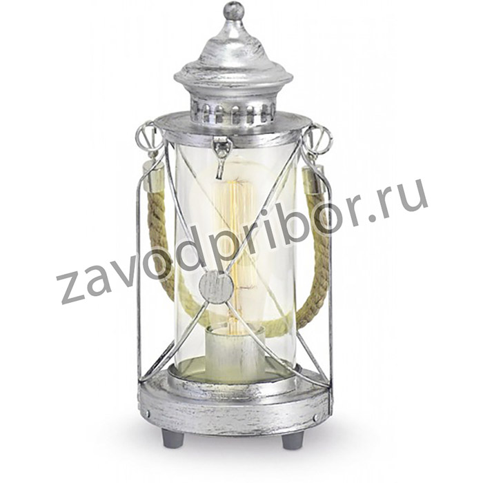 Eglo 49284 Настольная лампа BRADFORD, 1x60W (E27), _140, H 330, сталь, серебряный состаренный/стекло