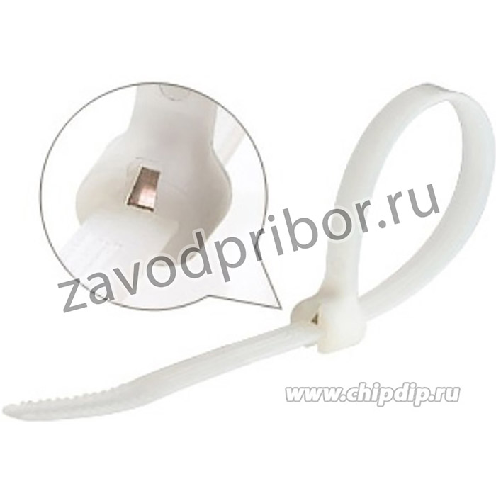 КСЗ 4х150 (100шт.), Стяжка крепежная с зубом нерж. стали 4х150мм белая