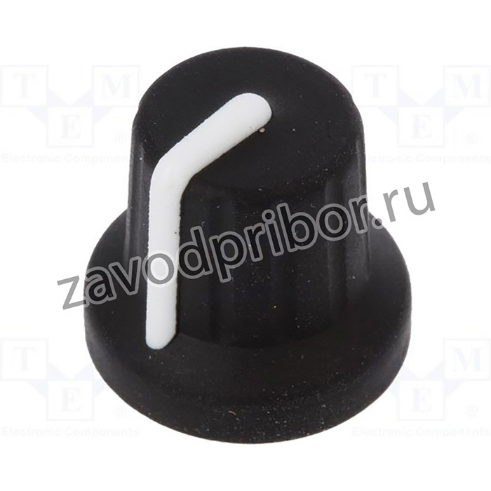 FC72601S, Ручка, с указателем, резина, пластик, dоси: 6мм, d16x15,1мм, черный