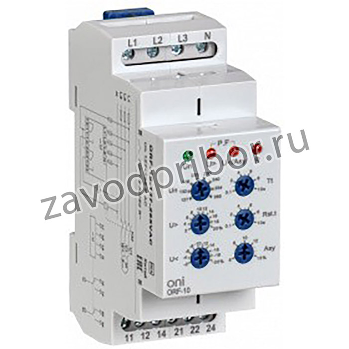 ORF-10-127-265VAC, Реле фаз ORF-10 3ф. 2 конт. 127-265В AC с контр. нейтр. ONI