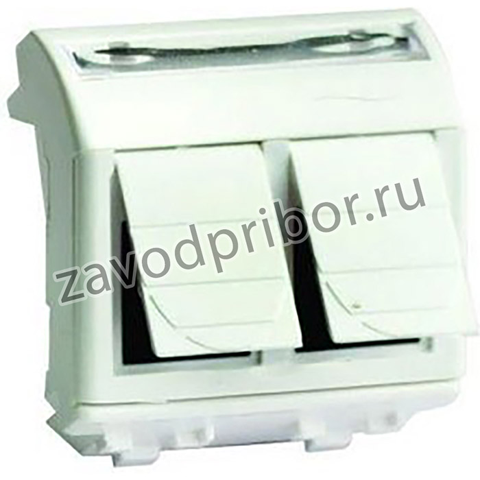 Розетка компьютерная 2-м СП 2мод. Brava RJ45 кат.5E бел. DKC 76656B