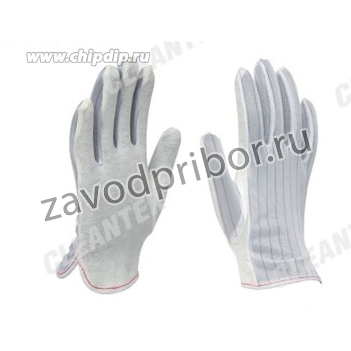 Перчатки антистатические токопроводящие, противоскользящие, полиэстер/карбон (Rs 10Е11), размер M