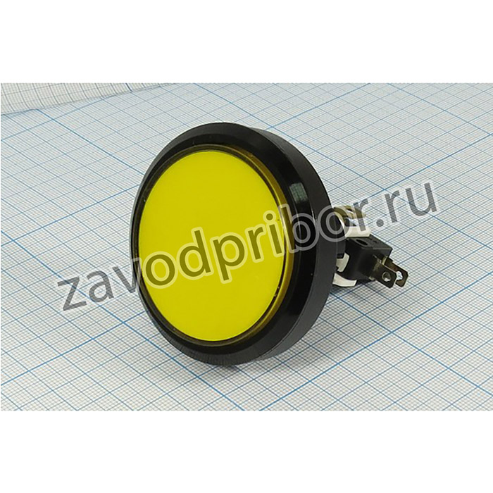 Переключатель кнопочный, d24, 220В, 5.0А, (ON)-(ON), ILжелтый12В, контакты 5T, PB-300C/Y