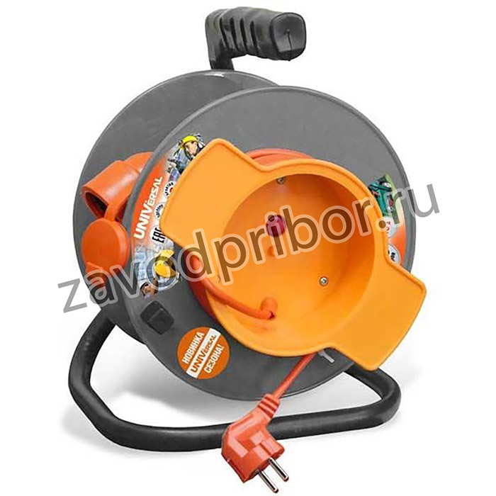 Удлинитель на катушке 1х30м с заземл. 10А IP54 У10-027 ПВС 3х1 термозащита с защ. крышкой UNIVersal 1677