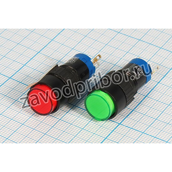 Переключатель кнопочный с фиксацией и подсветкой красный, 220В/3А, установочный d12мм; ПКн\220\ 3,0\ON-ON\d12\ILкр\ 5C\A12-11ZY-R\