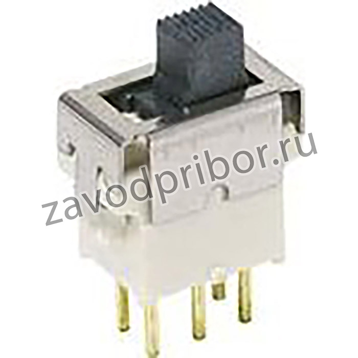 ES02MCBE, Switch Slide OFF None ON SPST Top Slide 20VAC 20VDC 0.4VA 40000Cycles PC Pins Thru-Hole Tray