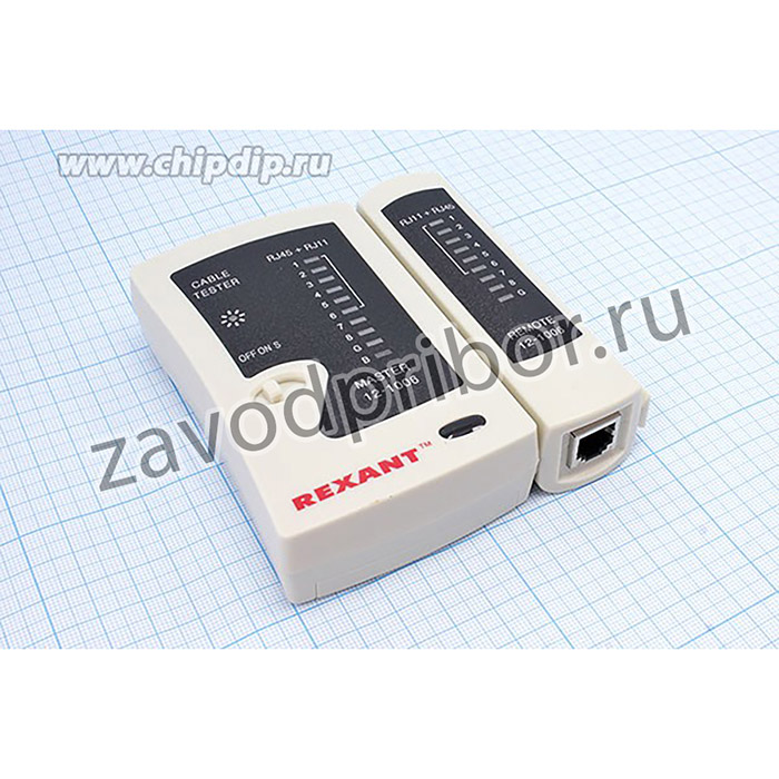 Тестер кабеля RJ-45+RJ-11; приб тестер кабелей RJ11,RJ45\12-1006\REXANT