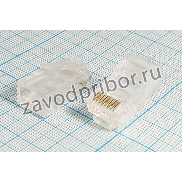Штекер телефонный 8P8C на кабель, обжимной, TP8P8C, аналог RJ-45; №847 шт телеф 8P8C\\каб/обж\ TP8P8C[RJ-45]