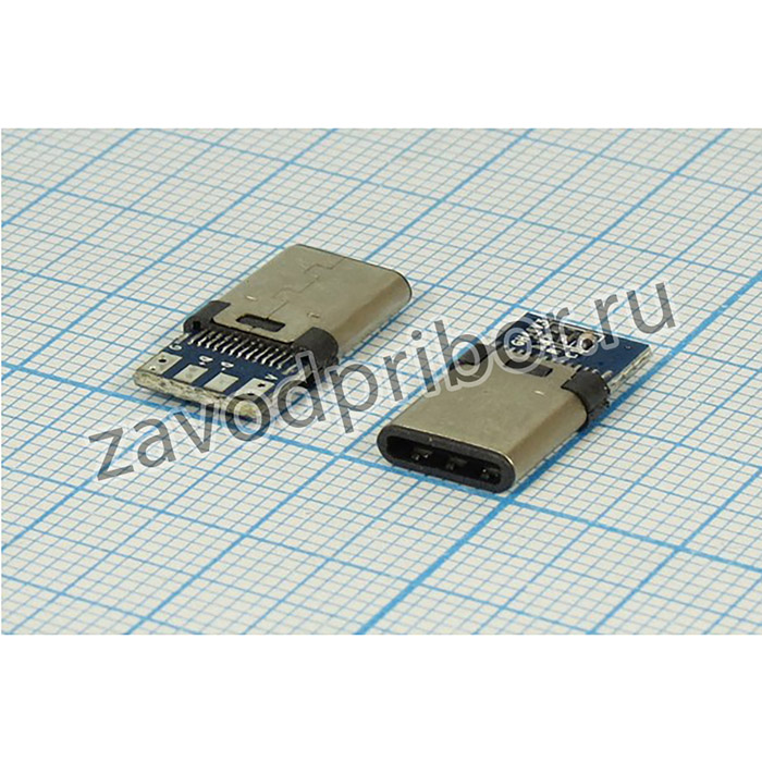 Разъем microUSB розетка, тип C 3.1, контакты 12Cx2-4C, на платуа, USB C-3.1P
