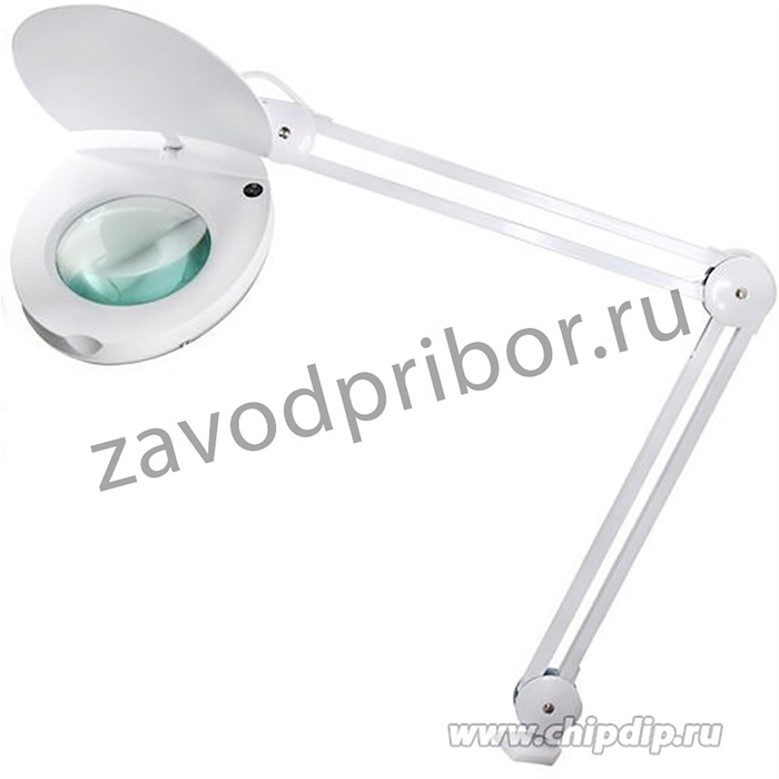 31-0222 (obsolete), Лупа на струбцине круглая настольная 5D с подсветкой с крышкой, белая
