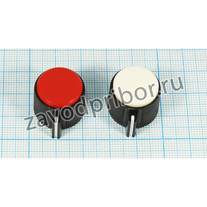 Ручка круглая диаметр 18,5мм, диаметр регулятора 6.0мм, пластик, черный/белый, CP-; ручка d6,0z18\18,5x16\ пл\чер/бел\\CP-