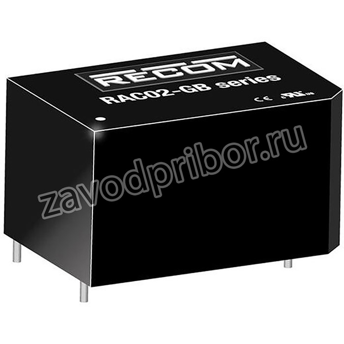 RAC02-05SGB, Преобразователь AC/DC, 2Вт, Uвых 5ВDC, Iвых 400мА, 63%, 85-264ВAC