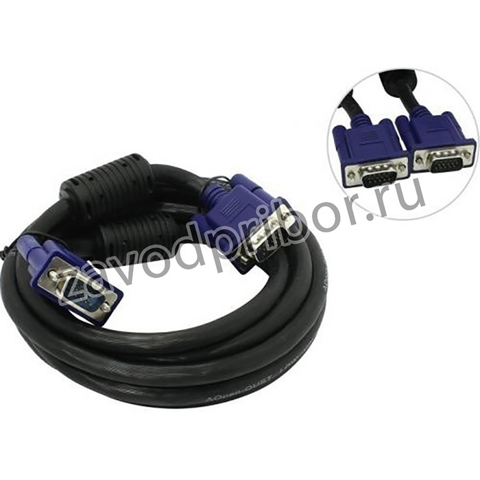 Aopen/Qust (ACG341AD-3M) Кабель монитор-SVGA card (15M-15M) 3м 2 фильтра [6938510840936]