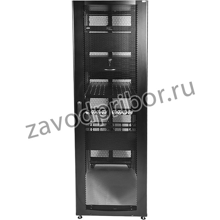 Шкаф серверный ПРОФ напольный 42U (600x1000) дверь перфор., задние двойные перфор., черный, в сборе