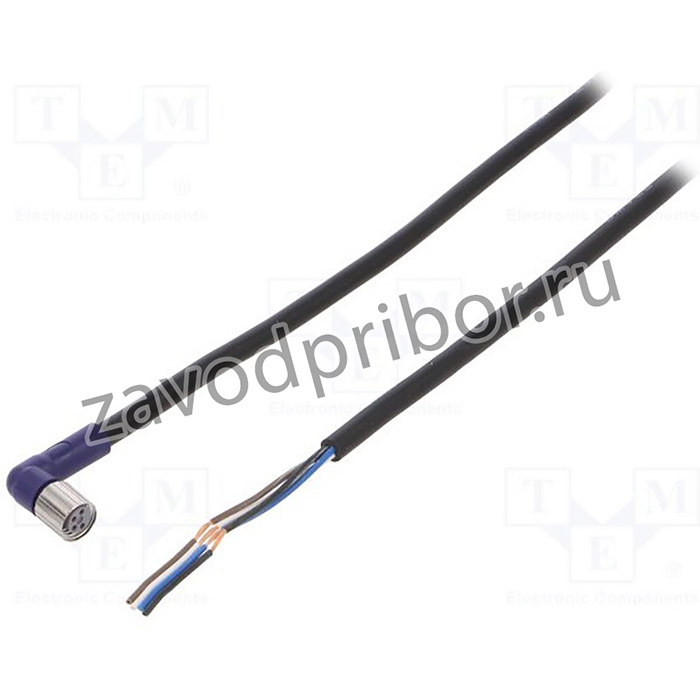 XS3FLM8PVC4A2M, Соединительный кабель, M8, PIN 4, угловой, 2м, вилка, 0,5А, IP67