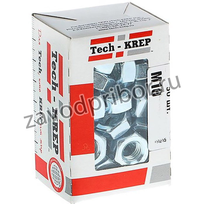 105249, 105249_Tech-Krep Гайка DIN934 шестигранная оцинк. М10 50 шт - коробка с ок. 105249