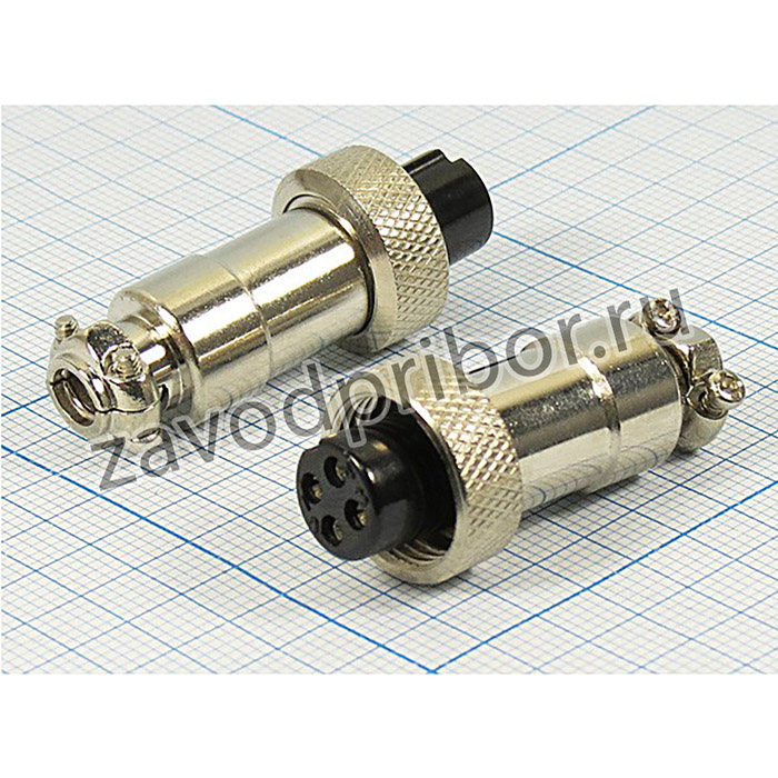 Разъем микрофонный MIC12 розетка, контакты 4P, монтаж на кабель, М12, X12-4P