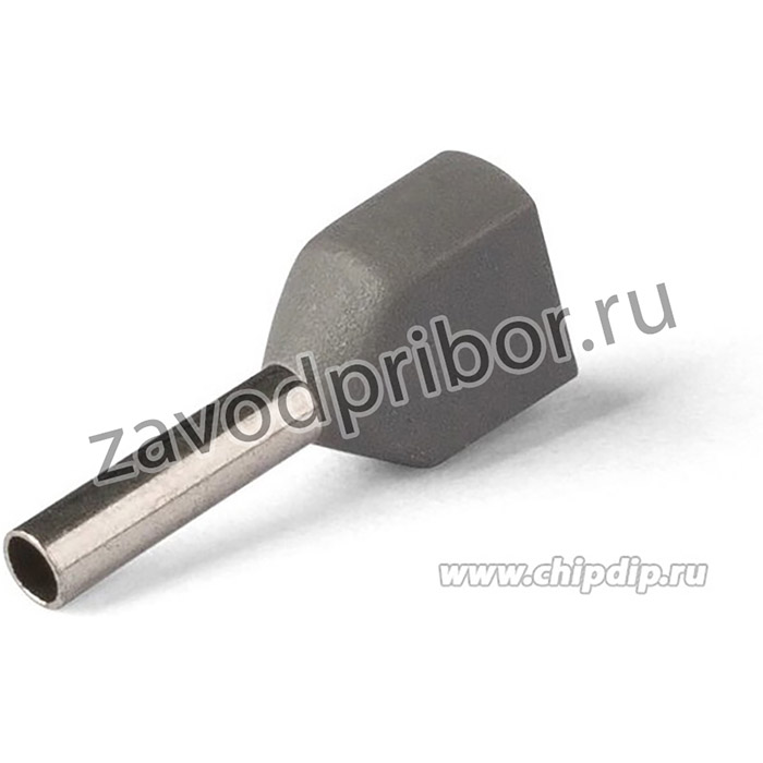 НШВИ(2) 0.75-8, Наконечник штыревой втулочный изолированный серый 2х0.75мм2