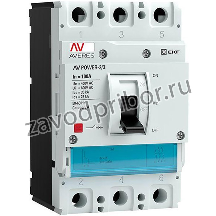 Выключатель автоматический 3п 100А 35кА AV POWER-2/3 TR AVERES EKF mccb-23-100-TR-av