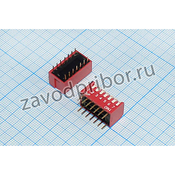 Переключатель DIP-07, 14P2,54, ON-OFF, угловой; № 803 ПDIP-07\14P2,54\ ON-OFF\угл\DP-07\