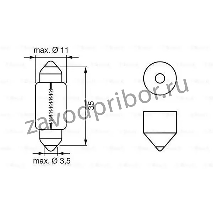 1 987 302 281, 1 987 302 281_лампа! (C5W) 12V SV8.5-8 L=35 mm подсвет. номерного знака\