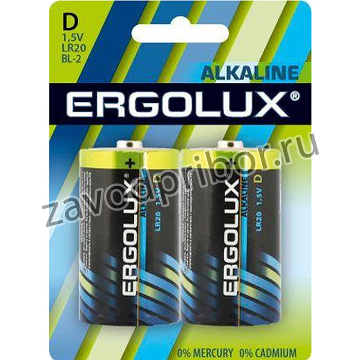 Элемент питания алкалиновый D/LR20 1.5В Alkaline BL-2 (блист.2шт) Ergolux 11752