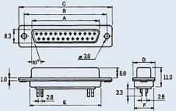 DB-15F 15pin розетка на кабель