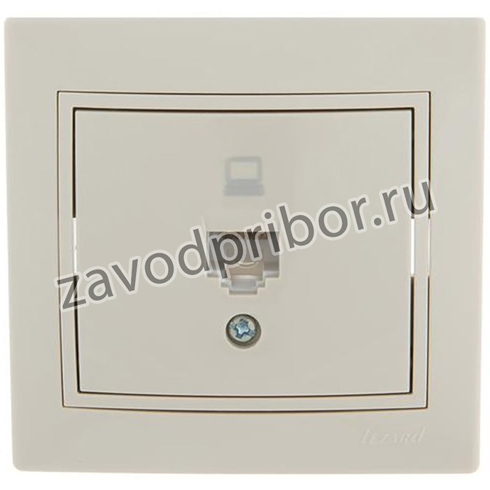 Розетка компьютерная 1-м СП Mira RJ45 крем./крем.. LEZARD 701-0303-139